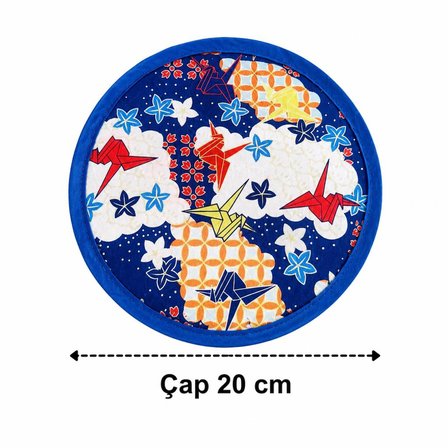 Katlanır Mini Çantalı Yelpaze Origami Desenli – Çap 20 cm Taşınabilir El Yelpazesi Yazlık Serinletici Cep Boy Katlanabilir Yelpaze