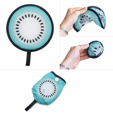 Katlanır Mini Çantalı Kivi Desenli El Yelpazesi 20 cm Taşınabilir Yazlık Plaj Kamp Seyahat Serinletici Yelpaze