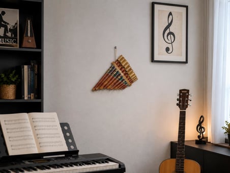 Pan Flüt El Yapımı Bambu Üflemeli Müzik Aleti 10'lu 24 x 13 cm Otantik Dekoratif Enstrüman