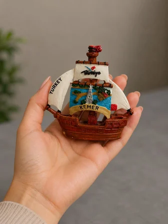 Gemi Biblosu Kemer Hediyelik Dekoratif Yelkenli Marin Ev Ofis Konsol Kitaplık Masaüstü Dekoru 8,5 cm