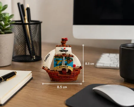 Gemi Biblosu Kemer Hediyelik Dekoratif Yelkenli Marin Ev Ofis Konsol Kitaplık Masaüstü Dekoru 8,5 cm