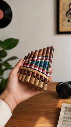 Pan Flüt 8’li Bambu El Yapımı Otantik Müzik Aleti Dekoratif Üflemeli Çalgı