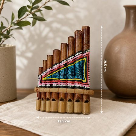 Pan Flüt 8’li Bambu El Yapımı Otantik Müzik Aleti Dekoratif Üflemeli Çalgı