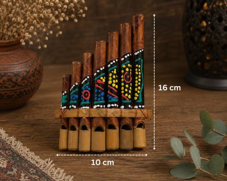 Pan Flüt Bambu El Yapımı Otantik Müzik Aleti Dekoratif Üflemeli Çalgı