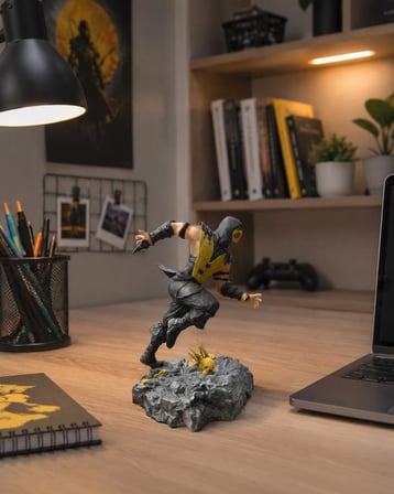 Mortal Kombat Scorpion 20 cm Figür – Akrep Ninja Savaşçı Dekoratif Koleksiyon Figürü Oyuncu Odası Dekoru