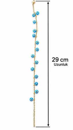 Çelik Zincir Cam Nazar Boncuğu Hal Halhal Kadın Ayak Bilekliği Şık Zarif Tasarım