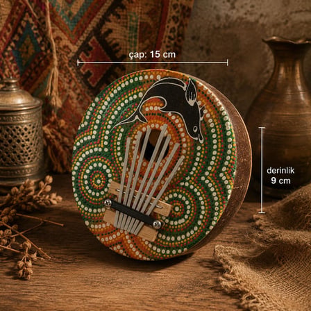 Kalimba 7 Tuşlu Akort Edilebilir Başparmak Piyano Hindistan Cevizi Kabuğu 