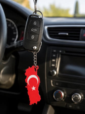 Anahtarlık Türkiye Haritası Türk Bayraklı Ay Yıldızlı Kırmızı 10 cm