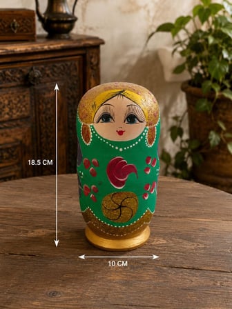 Matruşka Takı Kutusu Ahşap Dekoratif Biblo El Boyaması 18.5 cm 