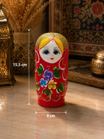 Takı Kutusu El Boyaması Matruşka Ahşap Dekoratif Takı Saklama Kutusu 15,5 cm