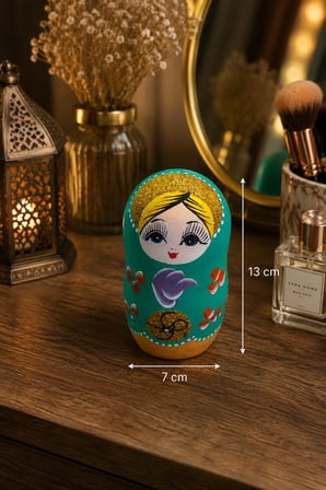 Takı Kutusu El Boyaması Matruşka Ahşap Dekoratif Takı Saklama Kutusu 13 cm