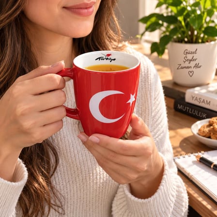 Kupa Bardak Türk Bayraklı 330 ml Türkiye Temalı Kahve Çay Kupası 