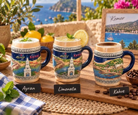 Kupa Bardak 350 ml Seramik Antalya Yöresel Temalı Hediyelik 