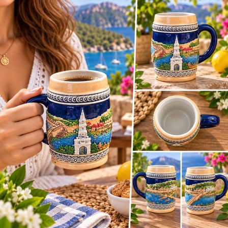 Kupa Bardak 350 ml Seramik Antalya Yöresel Temalı Hediyelik 