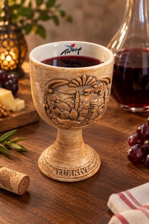 Kadeh 200 ml Seramik Türkiye Temalı Ayaklı Dekoratif Bardak 