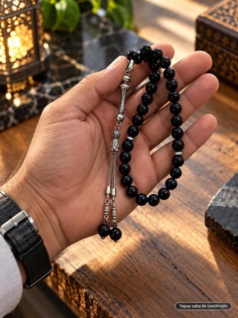 Tesbih Siyah Turmalin 08 mm 33’lü Premium Kalite Gerçek Doğal Taş Özel Tasarım Kutulu Tesbih