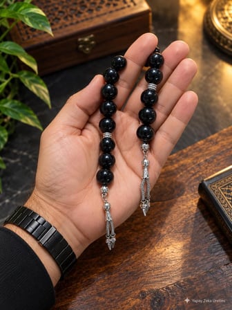 Şungit Taşı Zaza Sallamalık 12 mm Premium Kalite El Yapımı