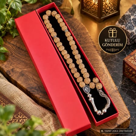 Rudraksha 08 mm Tesbih Doğal Tohum Boncuklu Şık Tasarım Hediyelik