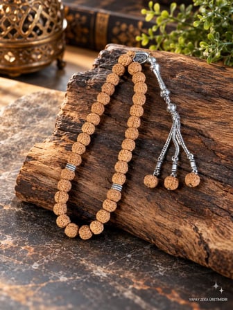 Rudraksha 08 mm Tesbih Doğal Tohum Boncuklu Şık Tasarım Hediyelik