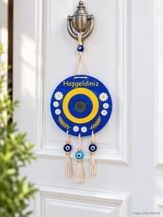 Kapı Süsü Hoşgeldiniz Nazar Boncuklu Bebek Kapı Süsü Hastane Ziyareti Dekorasyonu 50x20 cm