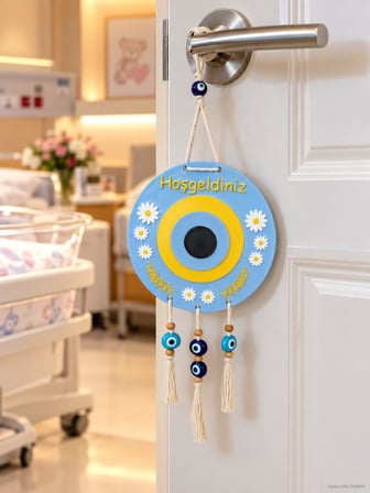  Kapı Süsü Hoşgeldiniz Nazar Boncuklu Hastane Bebek Odası Kapı Süsü Yeni Doğan Bebek Ziyareti Dekoru