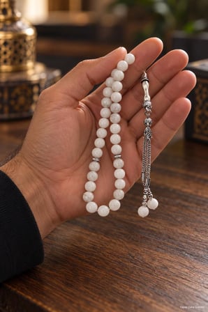Tesbih Ay Taşı Malahit Doğaltaş 08 mm 33’lü Premium Kalite Özel Tasarım Erkek Tesbih Hediyelik