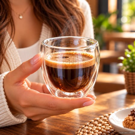 Bardak Kupa 250 ml Çift Cidarlı Cam Çay Kahve Bardağı 