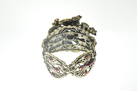 Hdmarketim Otantik Swarovski Taşlı Çiçekli Kelepçe Metal Bileklik
