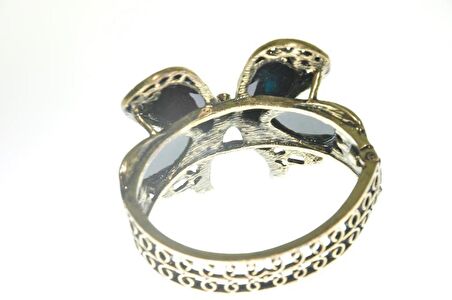 Hdmarketim Otantik Swarovski Taşlı Çiçekli Kelepçe Metal Bileklik