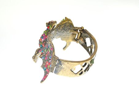 Hdmarketim Otantik Swarovski Taşlı Yarasa Kelepçe Metal Bileklik 5498