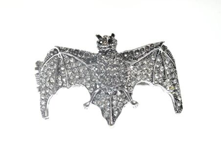 Hdmarketim Otantik Swarovski Taşlı Yarasa Kelepçe Metal Bileklik 5499