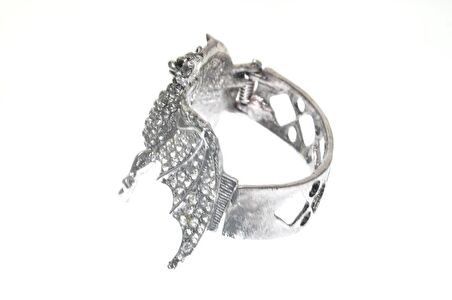 Hdmarketim Otantik Swarovski Taşlı Yarasa Kelepçe Metal Bileklik 5499