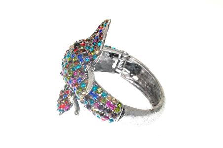 Hdmarketim Otantik Swarovski Taşlı Fil Kelepçe Metal Bileklik 5516