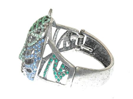 Hdmarketim Otantik Swarovski Taşlı Kaplan Kelepçe Metal Bileklik 5518