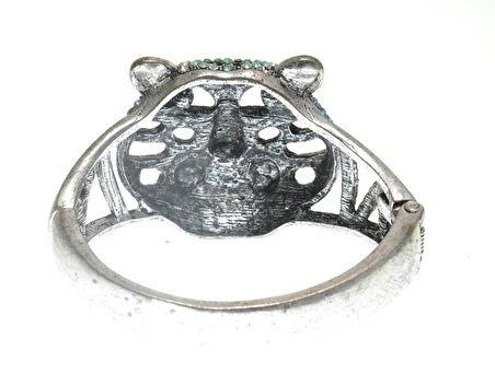 Hdmarketim Otantik Swarovski Taşlı Kaplan Kelepçe Metal Bileklik 5518