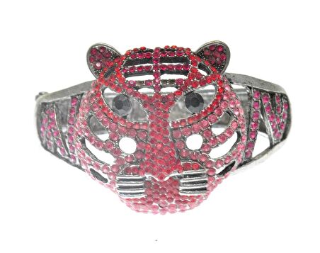Hdmarketim Otantik Swarovski Taşlı Kaplan Kelepçe Metal Bileklik 5520