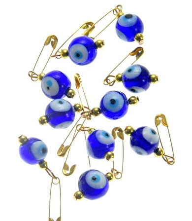 Hdmarketim Maşallahlık İğneli Cam Nazar Boncuğu 10 Adet 1,Cm 5966