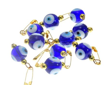 Hdmarketim Maşallahlık İğneli Cam Nazar Boncuğu 10 Adet 1,Cm 5966