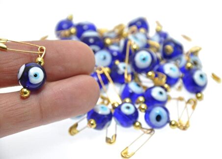 Hdmarketim Maşallahlık İğneli Cam Nazar Boncuğu 10 Adet 1,Cm 5966