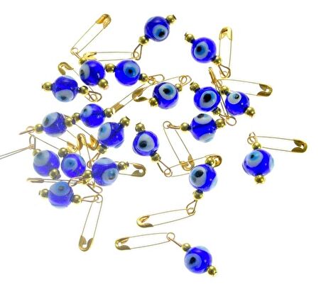 Hdmarketim Maşallahlık İğneli Cam Nazar Boncuğu 20 Adet 1,Cm 5967
