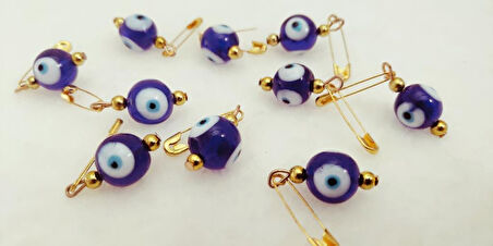 Hdmarketim 10 Adet 1,2 Cm Maşallahlık İğneli Cam Nazar Boncuğu