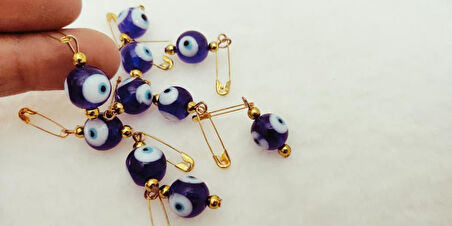 Hdmarketim 10 Adet 1,2 Cm Maşallahlık İğneli Cam Nazar Boncuğu