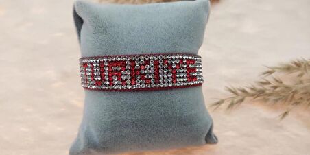 Hdmarketim Swarovski Taşlı Türkiye Yazılı Ayarlanabilir Bileklik