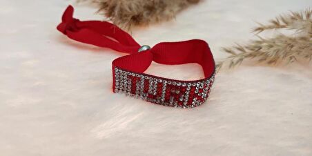 Hdmarketim Swarovski Taşlı Türkiye Yazılı Ayarlanabilir Bileklik