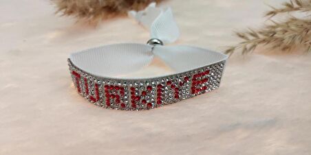 Hdmarketim Swarovski Taşlı Türkiye Yazılı Ayarlanabilir Bileklik
