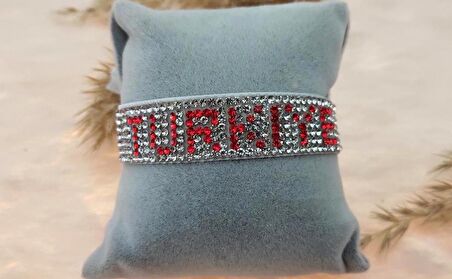 Hdmarketim Swarovski Taşlı Türkiye Yazılı Ayarlanabilir Bileklik