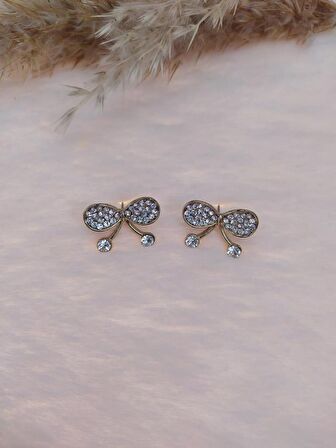 Hdmarketim Kelebek Swarovski Taşlı İncili Doğa Temalı Küpe