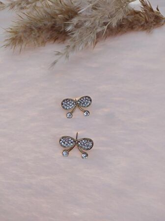 Hdmarketim Kelebek Swarovski Taşlı İncili Doğa Temalı Küpe