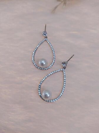 Hdmarketim Swarovski Taşlı İnci Doğal Taşlı Küpe