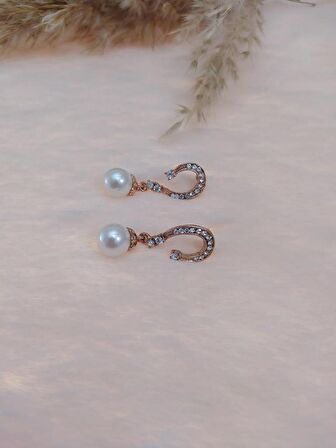 Hdmarketim Swarovski Taşlı İncili Doğa Temalı Küpe